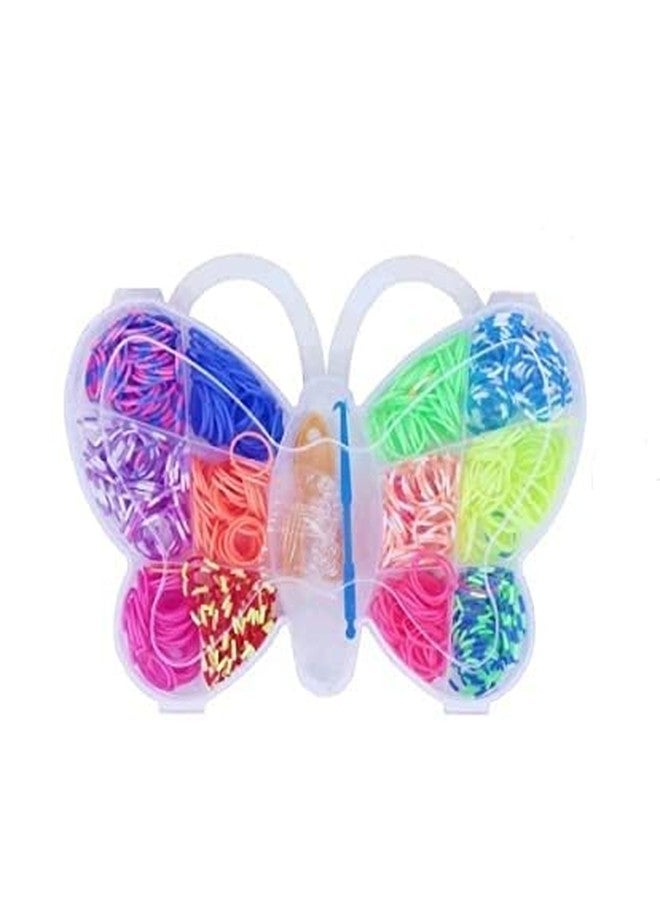 Just Flowers Loom Rubber Band Kit For DIY Crafts, 8 Colored Loom Band Set With Butterfly Design Case, (Pack of 1) - Image 1